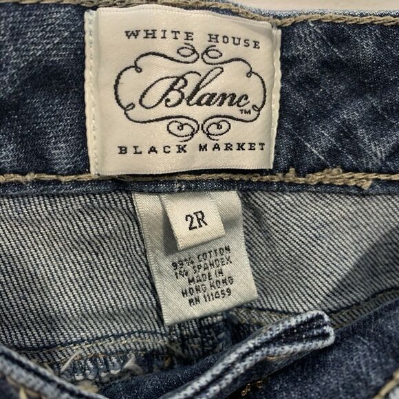WHBM Jeans Women's Size 2 Signature Blanc Sculpting Blue Mid-Rise Flare Bootcut - Picture 3 of 8